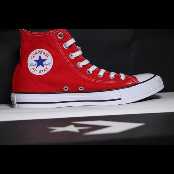 red and white converse high tops